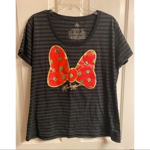 Disney Store Striped Minnie Mouse Bow Shirt